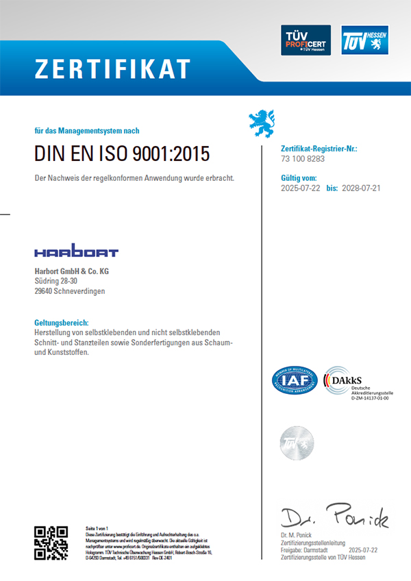 DIN DE ISO 9001:2015 Zertifikat