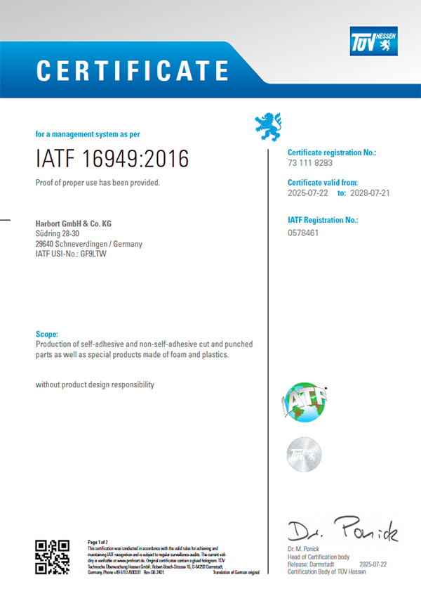IATF 16949:2016 Certificate