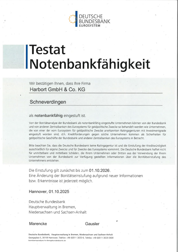 Testat: Notenbankfähigkeit